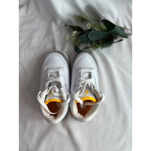 Toddler Air Jordan 3 Retro White Cement Yellow Baby Shoes TD 6c - Picture 3 of 10